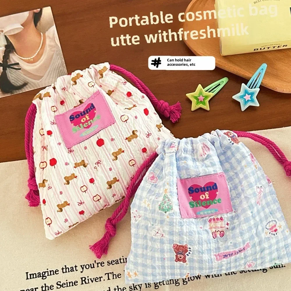 Hot Cute Cartoon Drawstring Foam Storage Bag Portable Ashionable for Going Out Miscellaneous Items Makeup Hand-held Bags