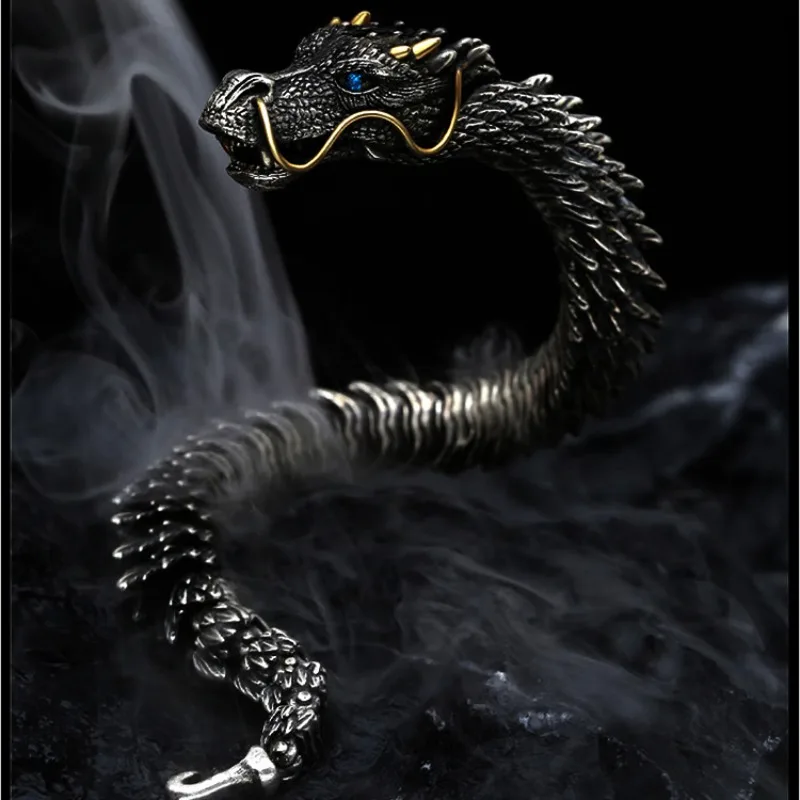 

Handmade Three-dimensional Dragon Bracelet Men's Trendy Personality Domineering Retro Faucet Collection-level Series Jewelry