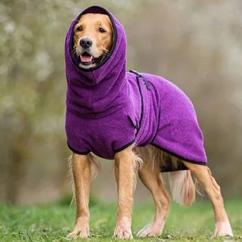 Cozy Fleece Dog Sweater - Thick Winter Pullover Hoodie for Pets Solid Color Thermal Clothing for Small Medium Large Dogs