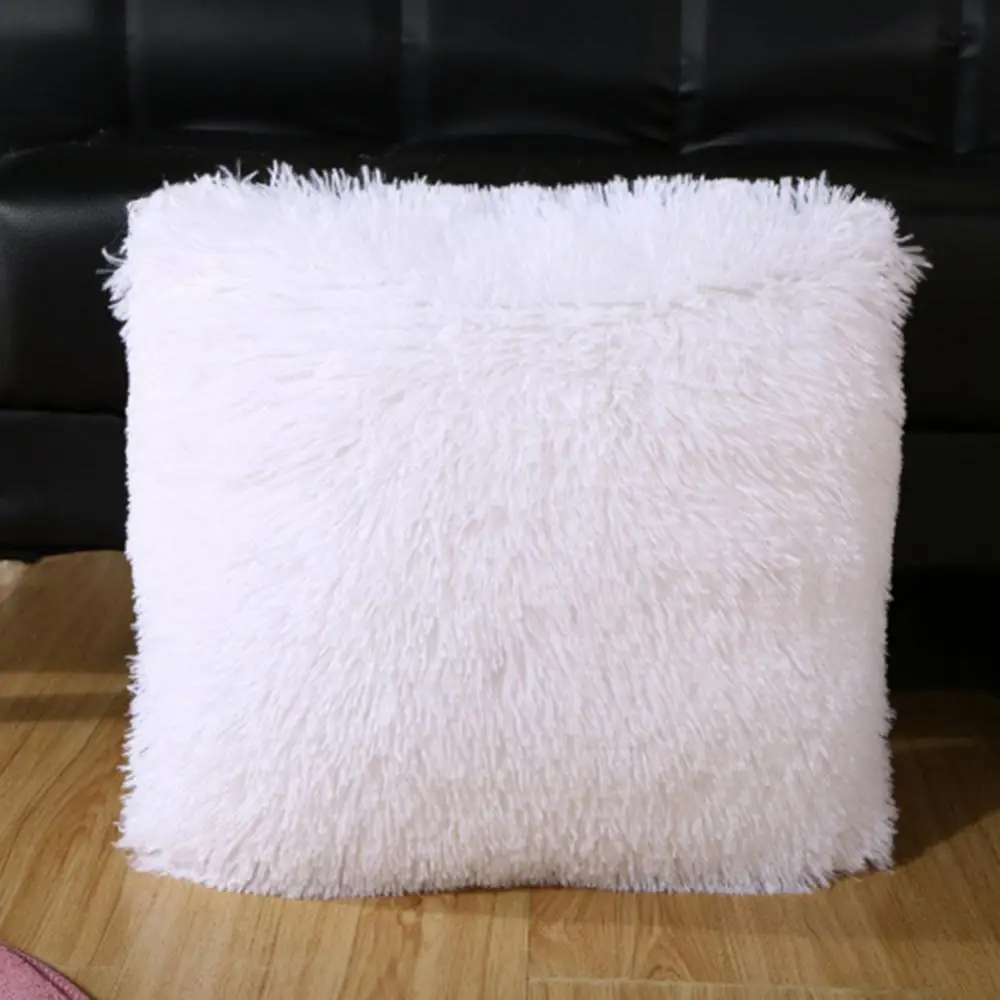 Cushion Fluffy Soft Cover Pillow Case Warm Throw Home Bed Sofa Car Decoration Faux Fur Plush Cushion Cover Sofa Decor 43*43 cm