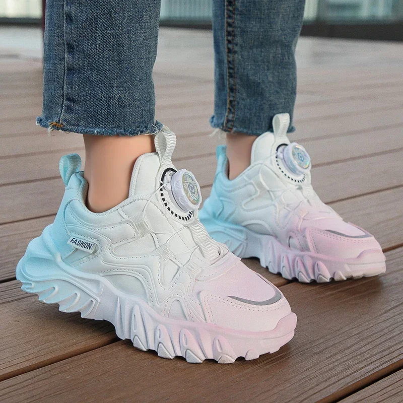 

Children Shoes Girls Sneakers Fashion Gradient Leather Kids Sports Tennis Shoes for Girl White School Platform Sneaker Boy Shoes