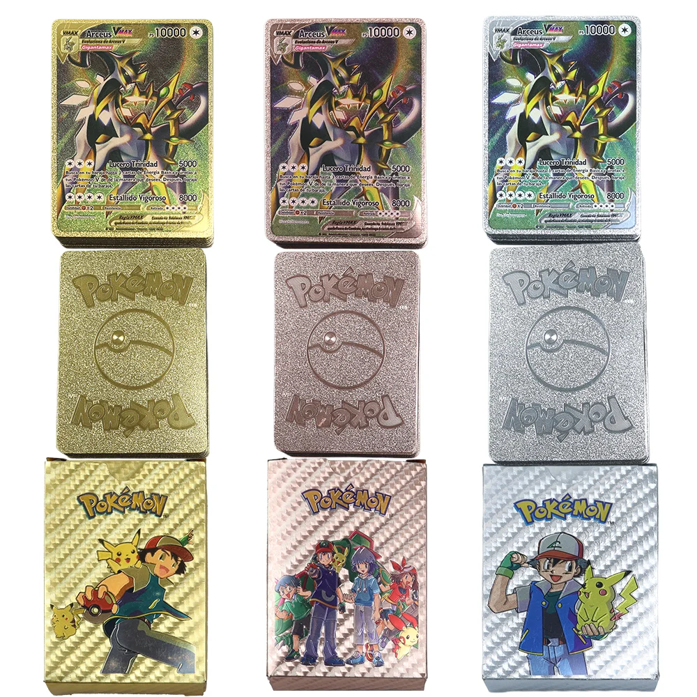 PokemonVstarRoseGoldFoilCardsBoxSilverBlackCharizardPikachu10000HPArceusRareVmax