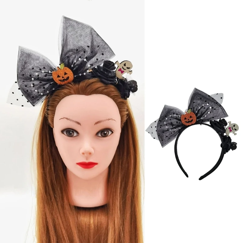 

Готическая повязка для волос в форме розы с бантом для девочек для женщин, украшения для выпускного вечера