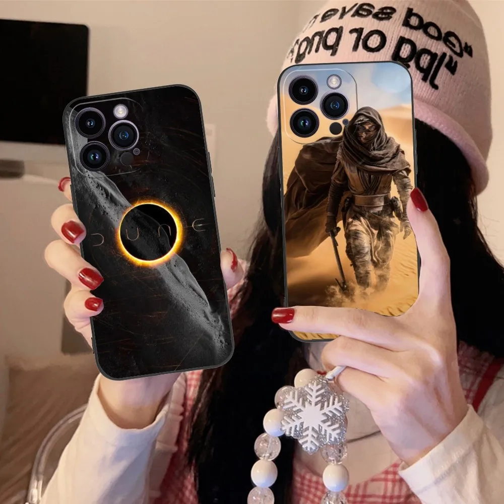 Fashion D-Dune Mobile Cell Phone Case For Iphone 15 14 13 12 11 X Xr Xs 8 7 Pro Max Plus Mini Black Soft Phone Cover Funda