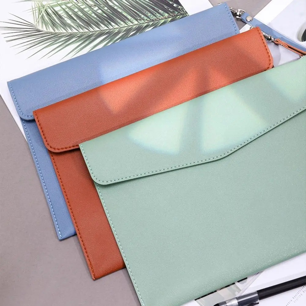 Leather Leather Document Pouch With Handle Large Capacity Briefcase A4 A5 File Organizer Pouch School Office