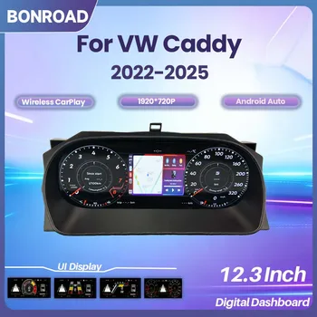 BONROAD Panel de Instrumentos Digital de 12.3'' para Volkswagen Caddy 2022-2025, Pantalla LCD, Velocímetro Virtual, Panel de Instrumentos con CarPlay 1