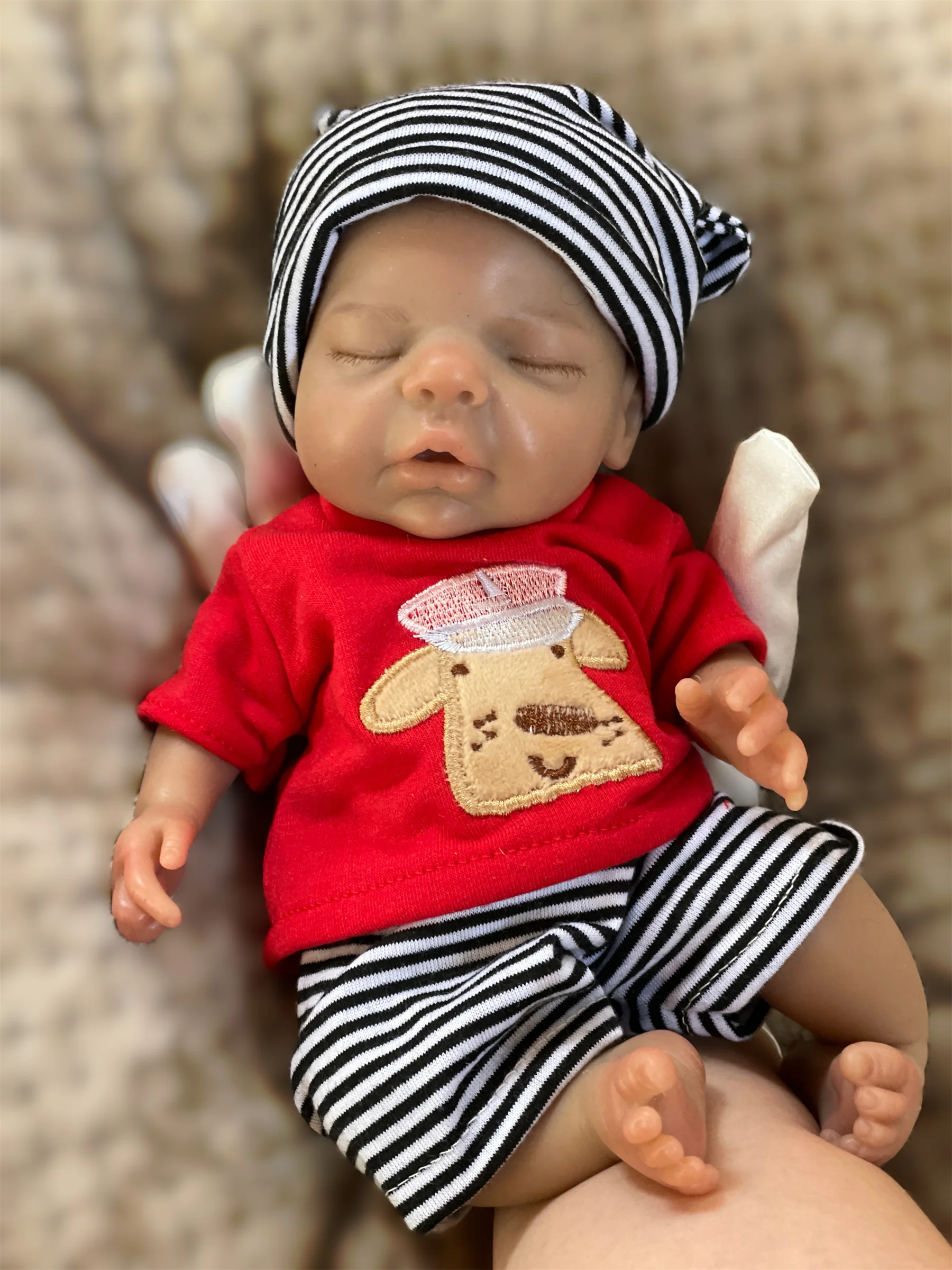 26cm Waterproof Dark Skin Solid Newborn Baby Girl With Rooted