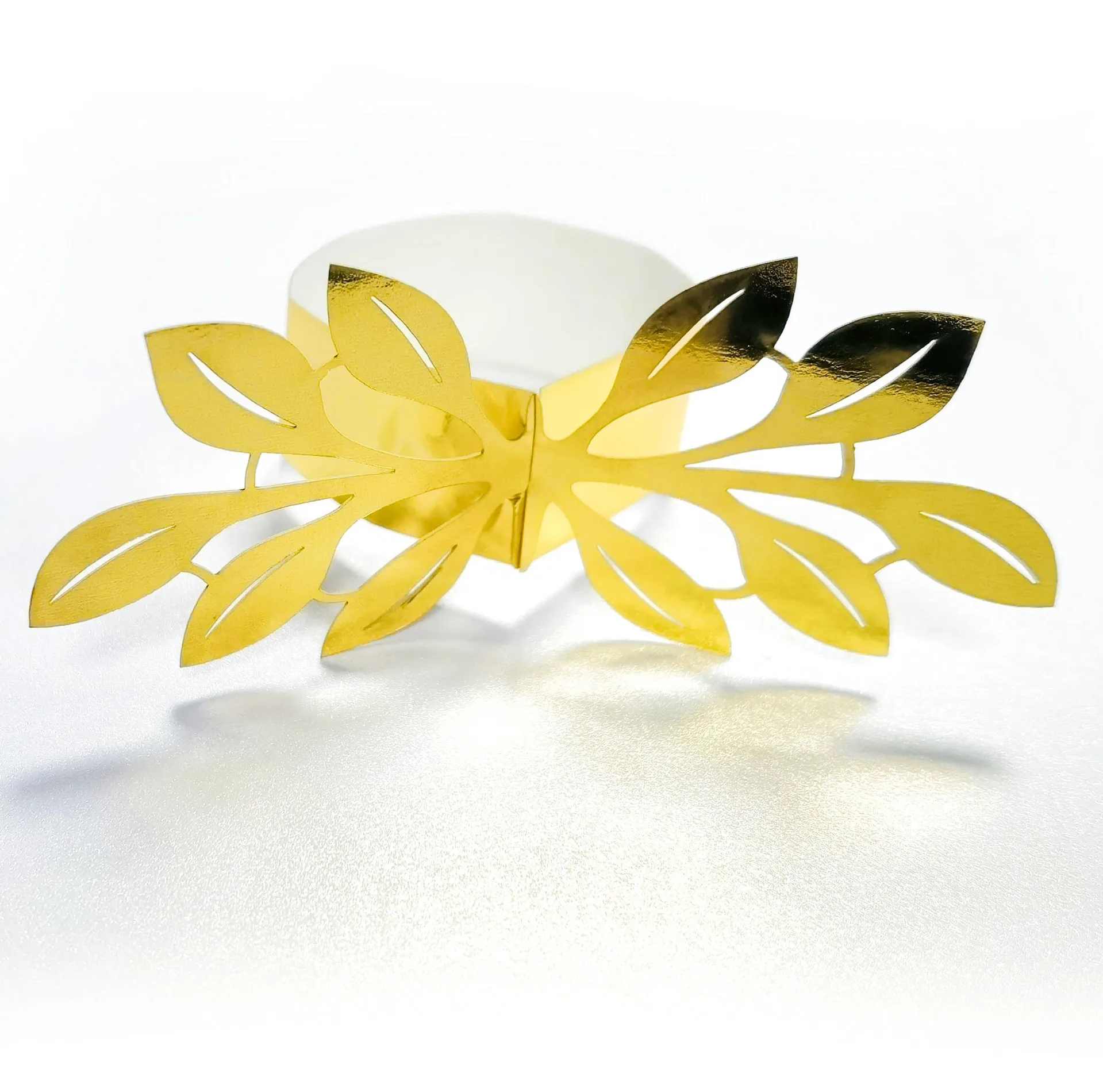 100Pc Gold Leaves Napkin Buckle, Reflective Gold Leaf-Shaped Paper Napkin Holder Rings for Dinner Party Celebration Table Decor