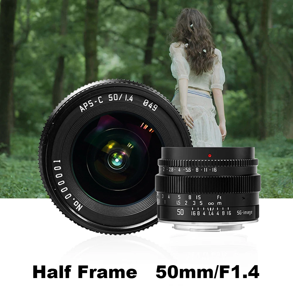 

50 мм F1.4 полуободковый ручной портретный объектив, совместимый с Sony Fuji M43 Canon, телефон с большой диафрагмой, ручная фокусировка, объектив