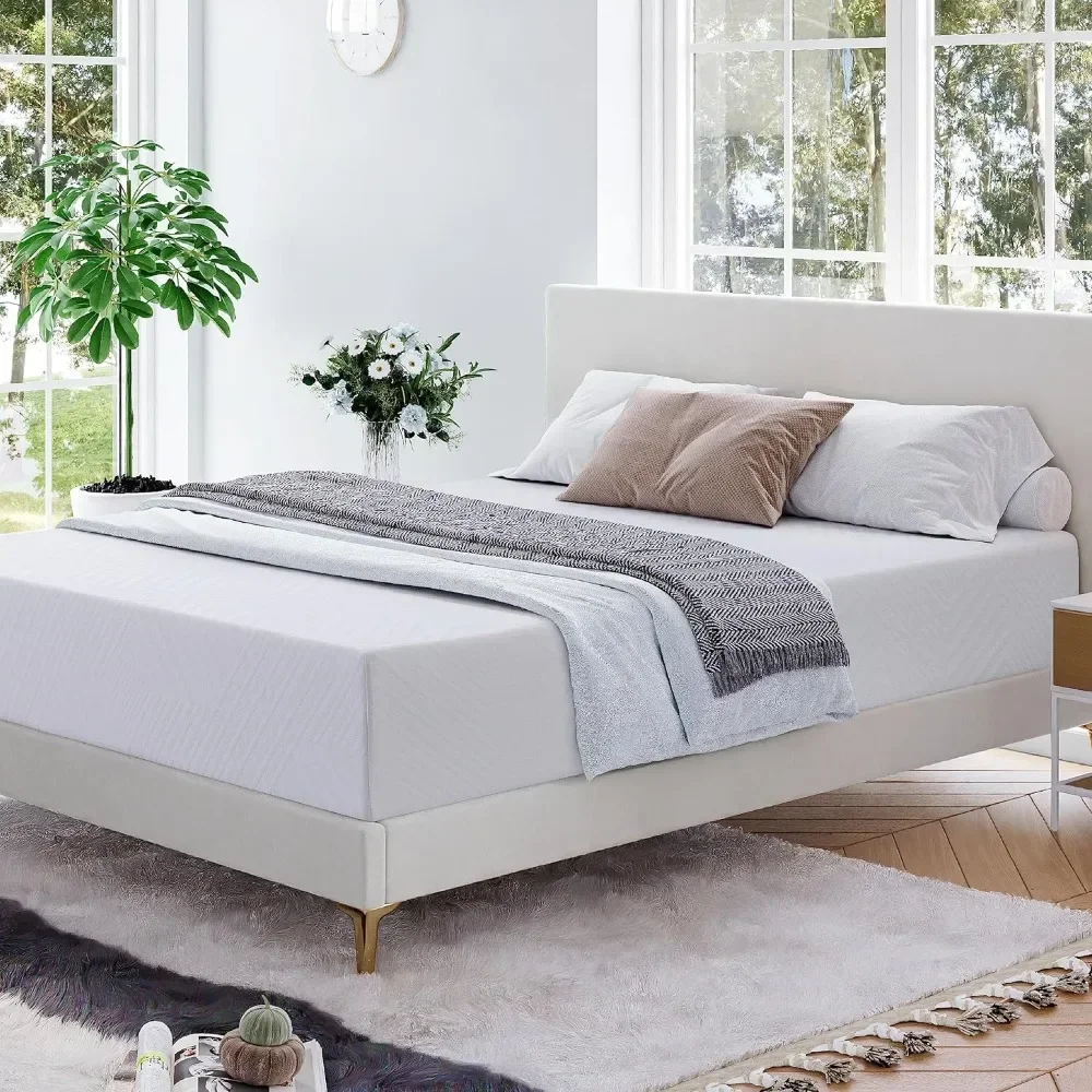 Green Tea Memory Foam Queen Mattress in a Box, Certified Fiberglass Free Mattress, Cooling Gel Double Mattres 10inch 2