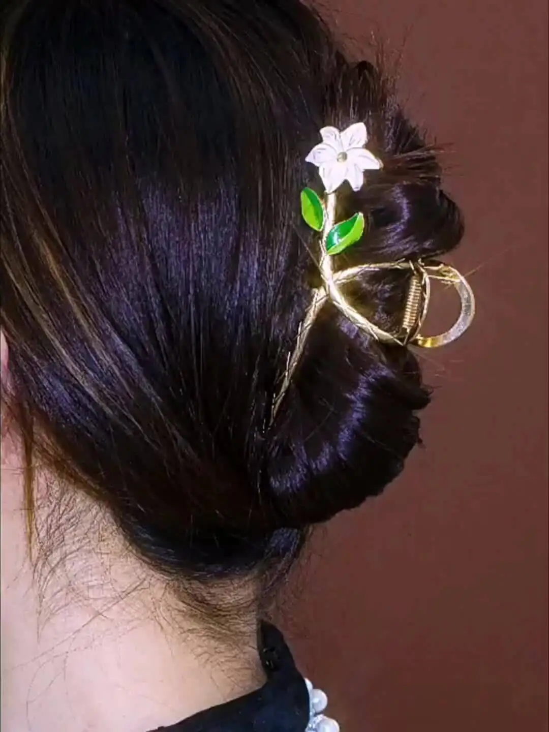 Modische Blumen-Haarspange aus Metall für Damen, gold- und silberfarben, Kreuz-Haarspange, koreanische elegante Haarspange, Mädchen-Haaraccessoires – Detail 2