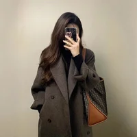 Elegantly Thickened Autumn Winter Woolen Coat Women's Knee-Length Medium-Length Korean Style Outerwear Fashionable Elegant