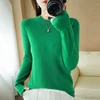 Autumn and winter new women's solid color round neck sweater pullover long-sleeved knitted bottoming shirt women's top 2
