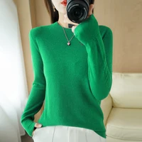 Autumn and winter new women's solid color round neck sweater pullover long-sleeved knitted bottoming shirt women's top 2
