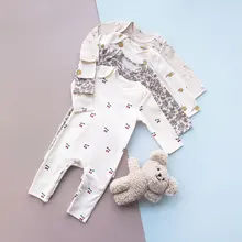Monos de algodón para bebés y niñas, peleles florales de manga larga para primavera y otoño, trajes de una pieza
