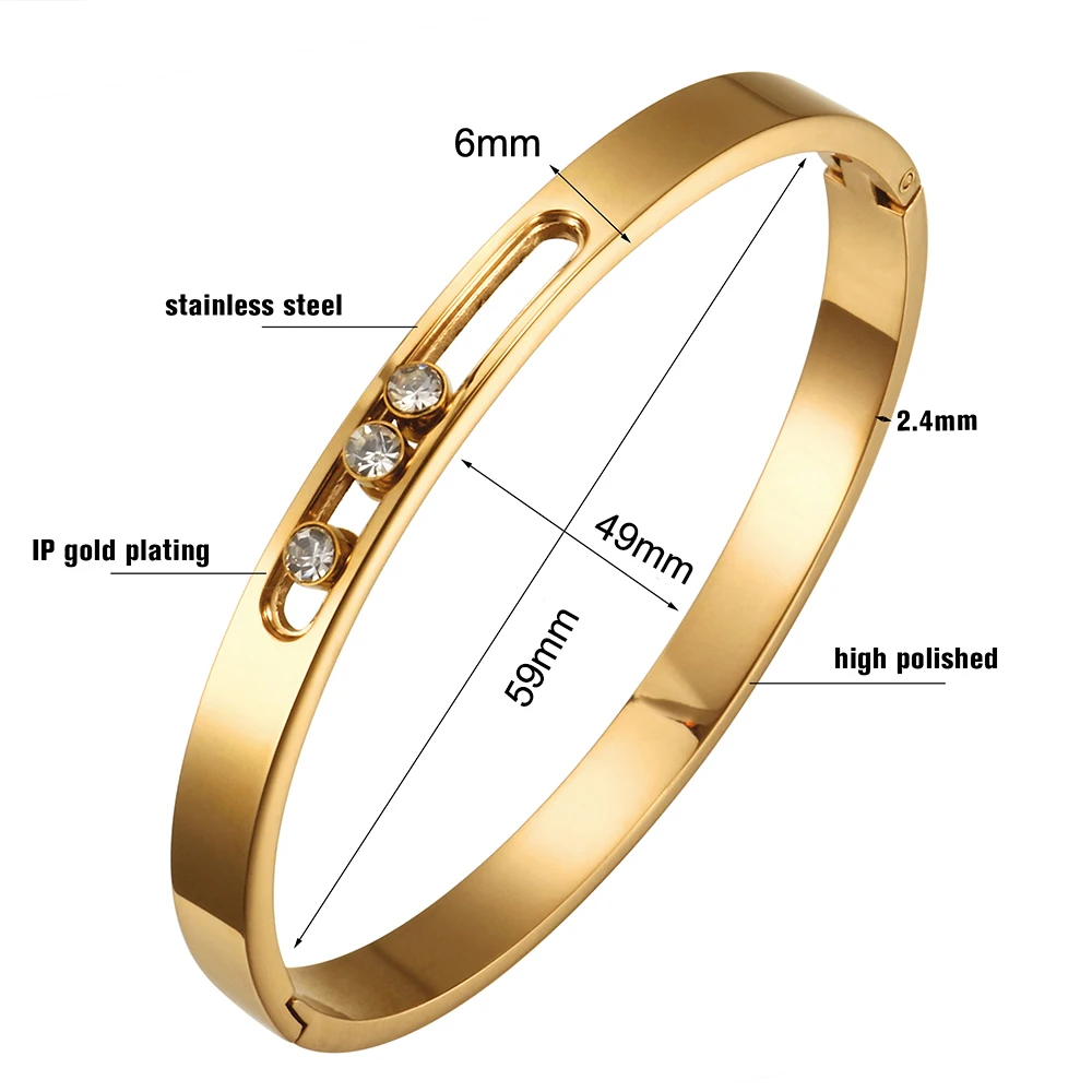 CZ Golden Stainless Steel Woman Bangle Bracelet Crystal Rhinestones Sliding Wedding Party Band Wristband Jewellery Gift bangle bracelet crystal bracelets stainless steel bracelet