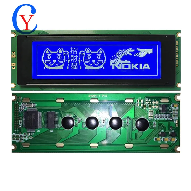 5.4 Inch 24064 240*64 240X64 Graphic Dot Matrix LCM Blue Yellow LCD Display Parallel Port T6963 for Industrial Device lcd display module display module