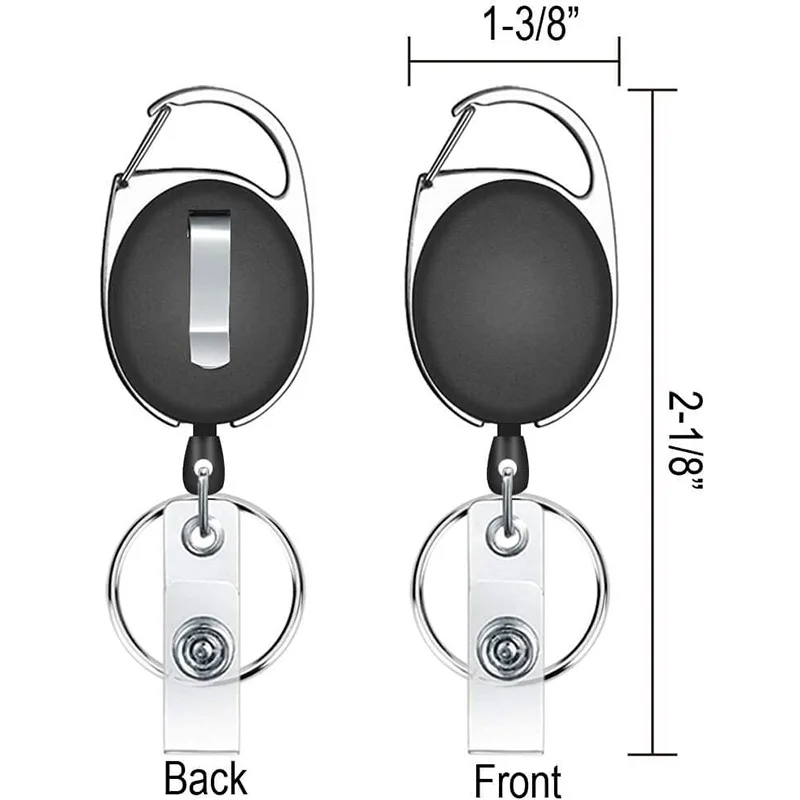 SHININGEYES ID Badge Holder with Metal Keyring, Plastic Slide Open Card Holder Case with Keychain for Students, Teachers, Nurses, Office Workers