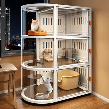 Ampia Villa per Gatti con Vista Panoramica, Cuccia Interna con Una Stanza, Un Salone e Un Bagno, Nuova Gabbia per Gatti