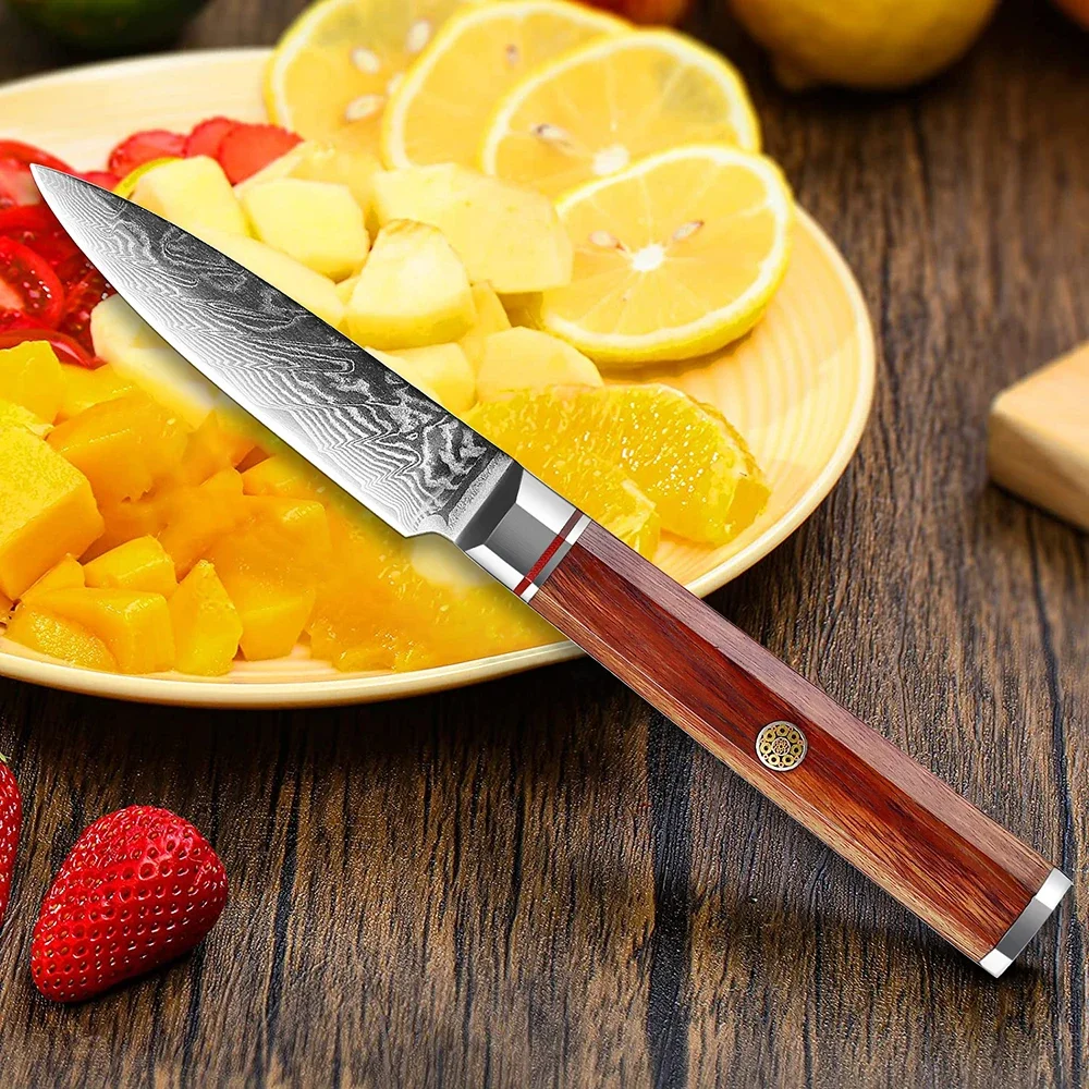 

Damascus Steel Fruit Knife Ultra-sharp Japanese Paring Knives Kitchen Peeling Knives Home Fruits and Vegetables Tomato Knife