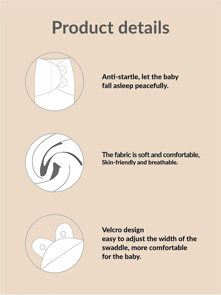 100%Cotton 0-3 Months Newborn Swaddle Sleepsack New Born Baby Swaddling Bedding 5