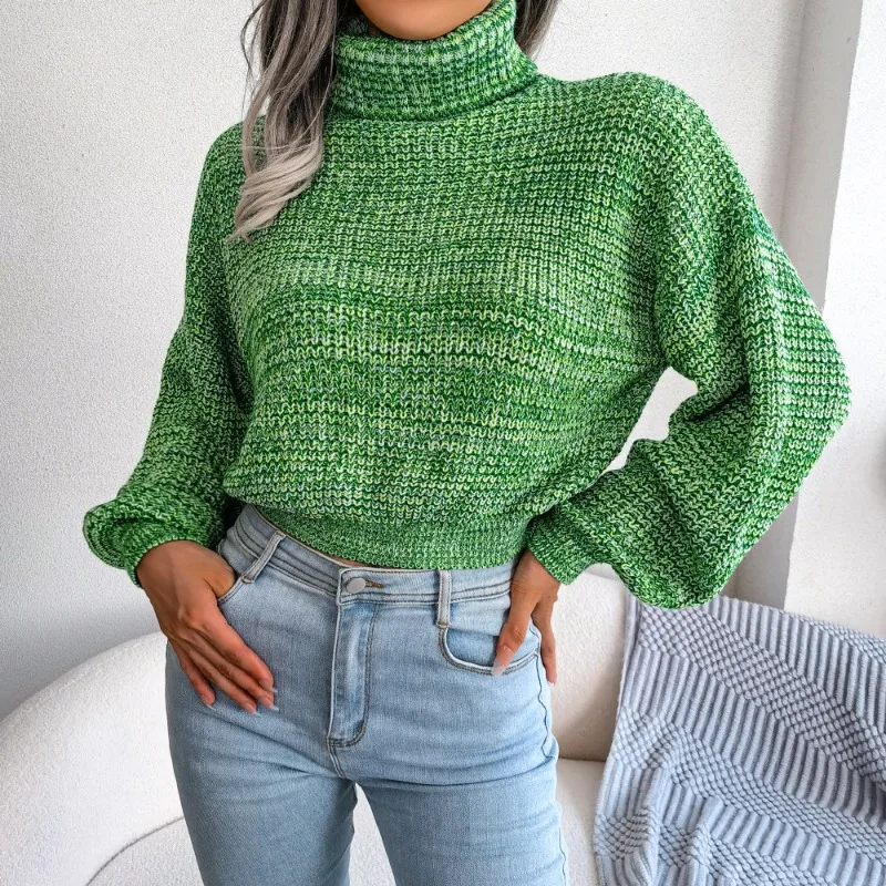 

Fashion Women Sweaters 2023 Leisure Splicing of High-necked Lantern Sleeves Jerseys Women's Sweater Blusa De Frio Feminina