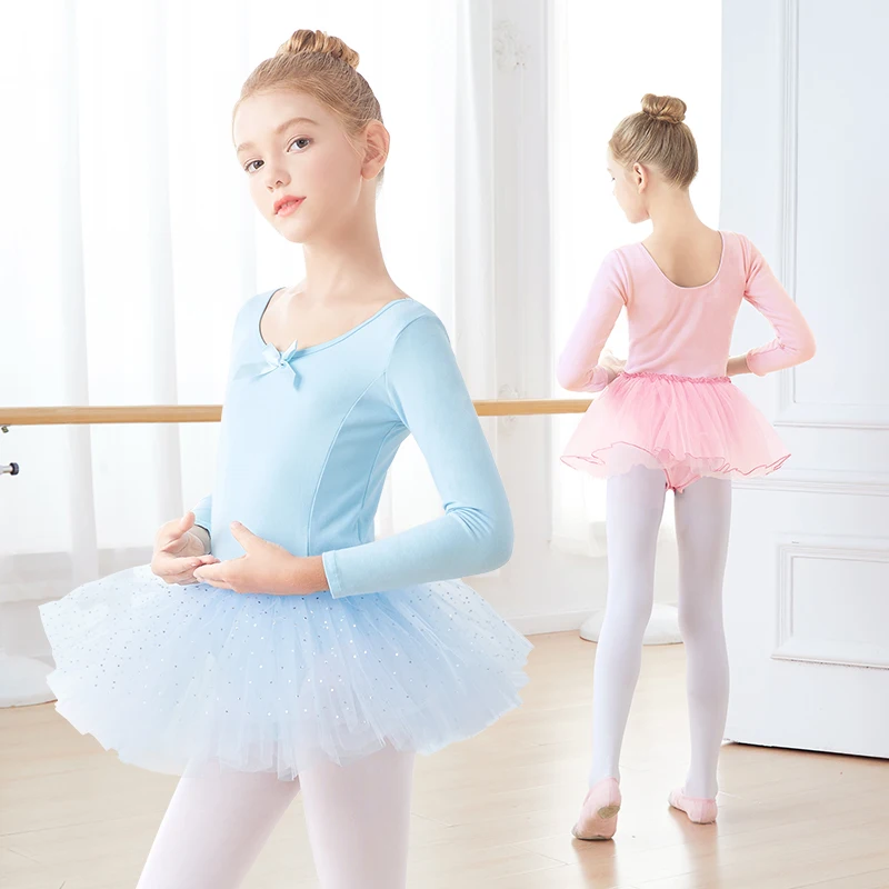 Girls Dance Costumes Ballet Leotards Kids Dance Bodysuits Tutu Dress Bubble Skirts Child Birthday Gymnastics
