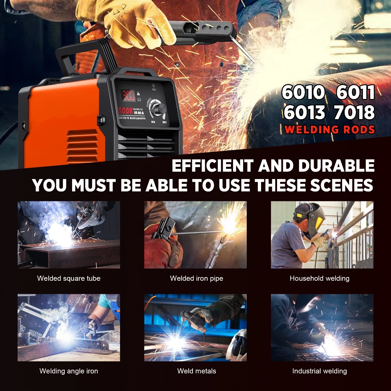 Portable Welding Machine 220V Digital Display LCD Hot Start 300A ARC Welder Machine With Electrode Holder Wire