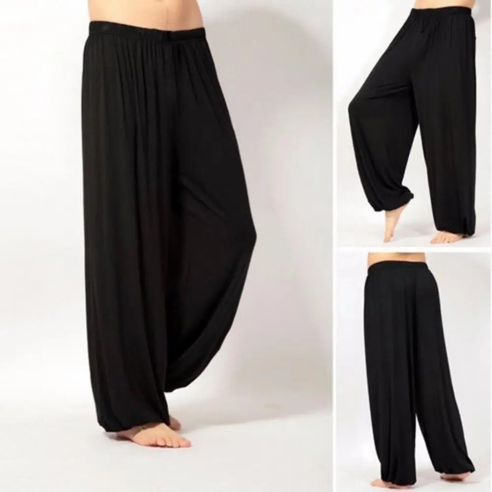 Men's Harem Pants Solid Color Yoga Pants Morning Exercise Tai Chi Pants Casual Wide Leg Pants Long Pants Harem Pants Male Slacks 3