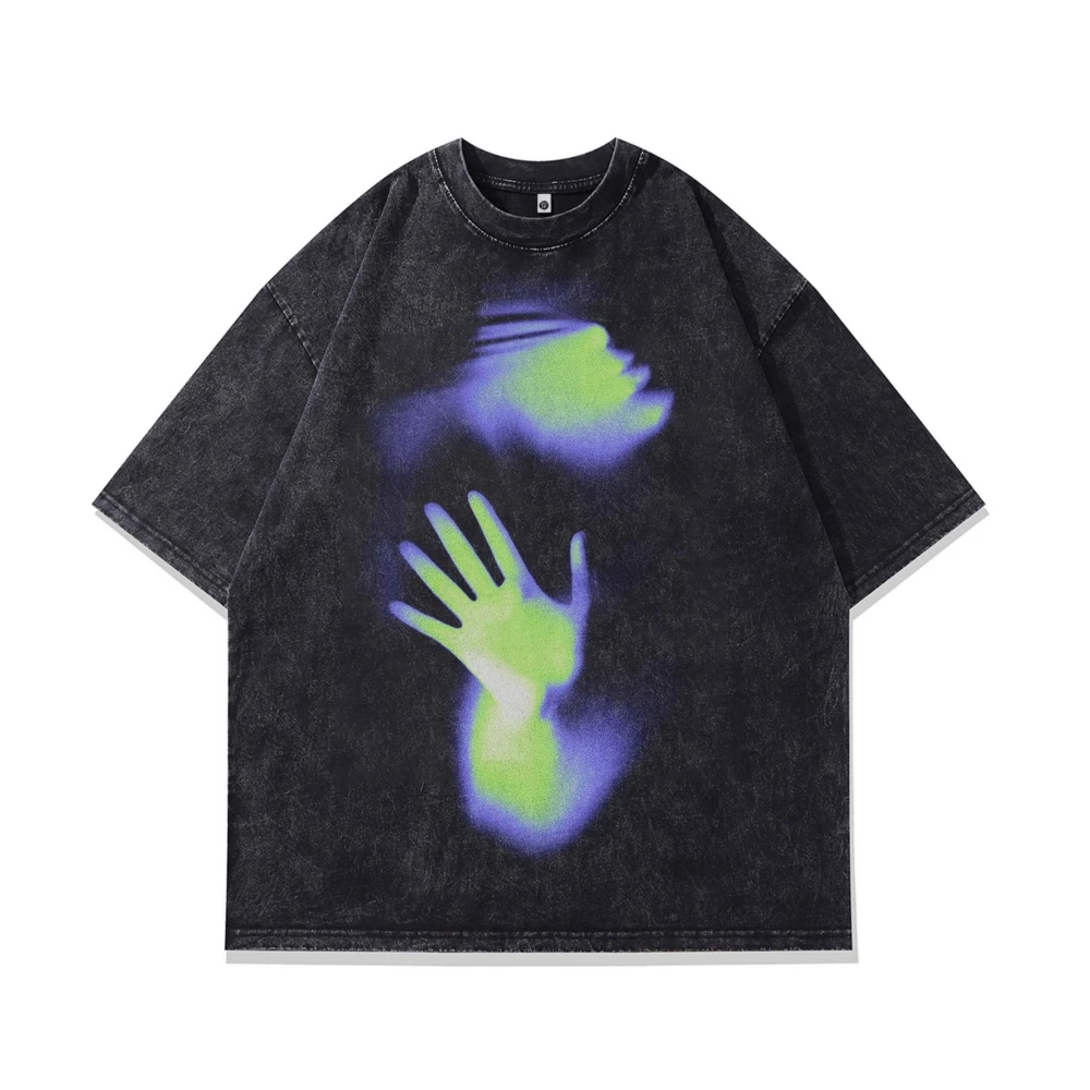 

Футболка мужская оверсайз с графическим принтом, Готическая рубашка в стиле Харадзюку, хлопковая Винтажная футболка с коротким рукавом в стиле хип-хоп, одежда в стиле аниме, Y2k