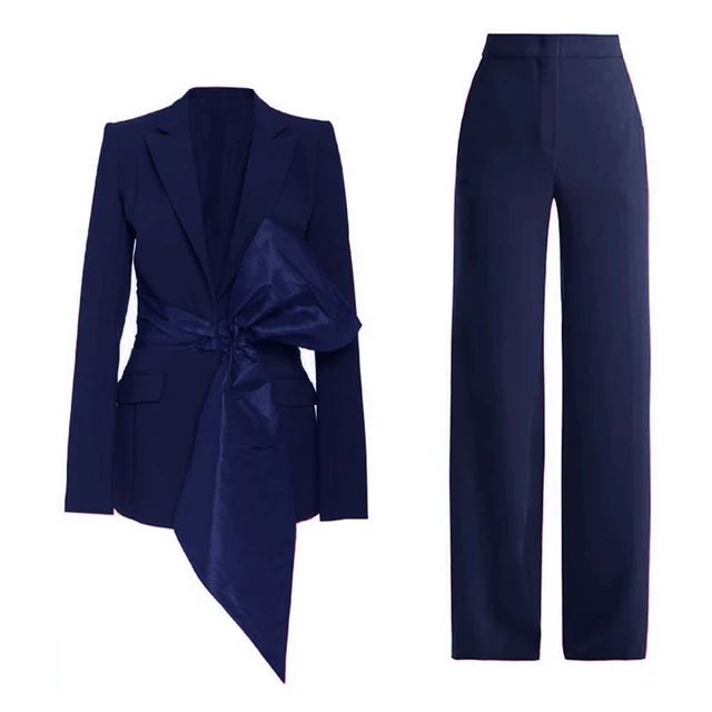 2-piece Blazer Trouser Suit for Women, Blue Pantsuit Women, Womens Formal  Wear, Pant and Blazer Set Women, Blue Trousers Suit, Slim Fit Suit -   Denmark