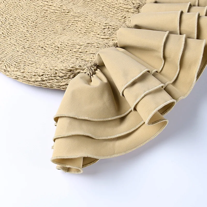 Conjunto de 2 piezas de camiseta sin mangas ajustada con espalda descubierta y falda acampanada con volantes fruncidos para mujer, moda de verano sexy 2025