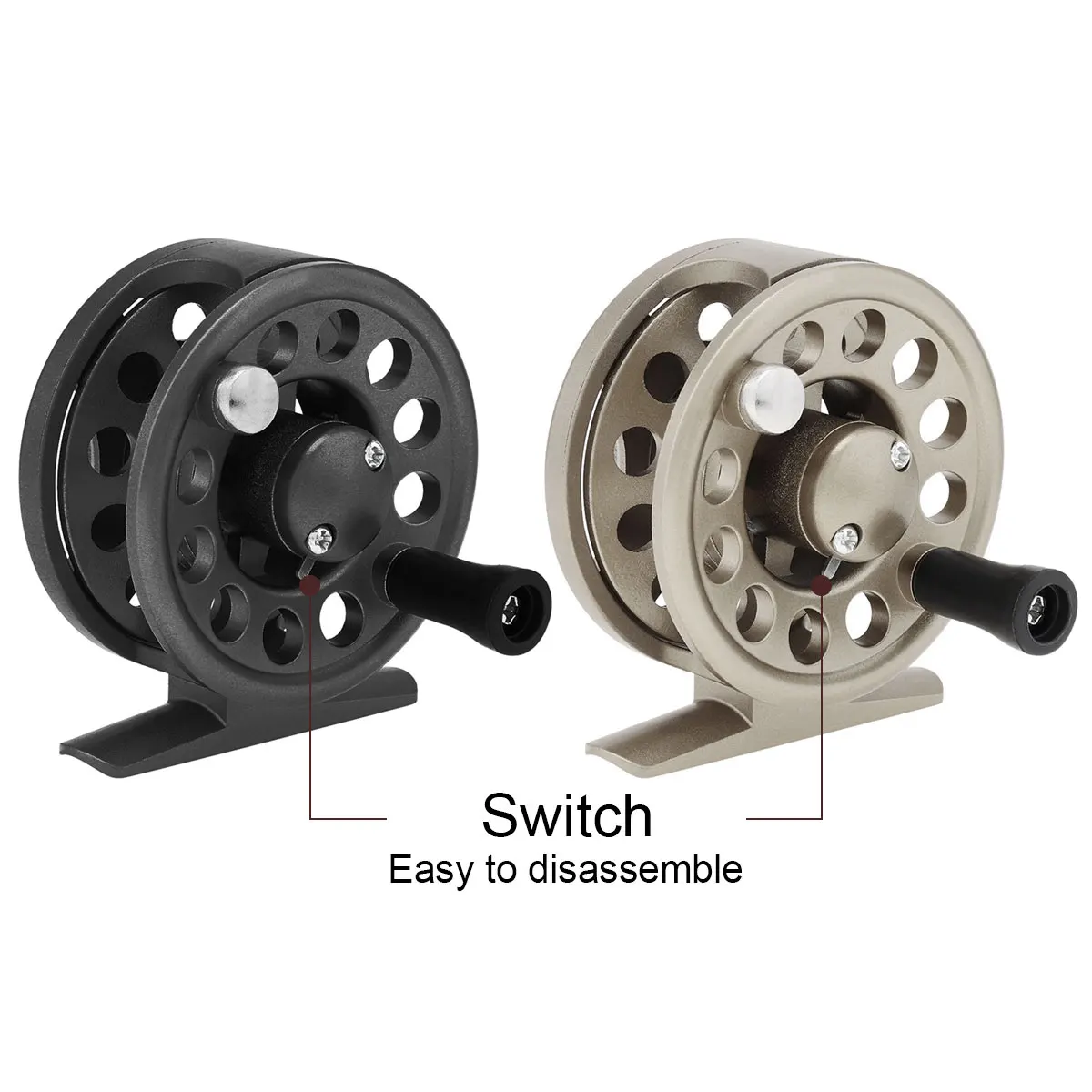 Moulinet Peche 6-Pack Plastic Ice Fishing Reels – Small Round Fly Fishing Tackle Wheel, Black Transparent, 2.36 X 0.79 Inches Plastic Fishing Reel