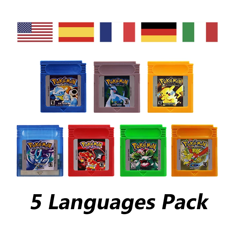 Pokemon Series 7 Scatole/Set Cassetta Di Gioco Gbc A 16 Bit Classica Per Console Di Cartucce Per Videogiochi Versione Usa/Esp/Fra/Ita/Noe