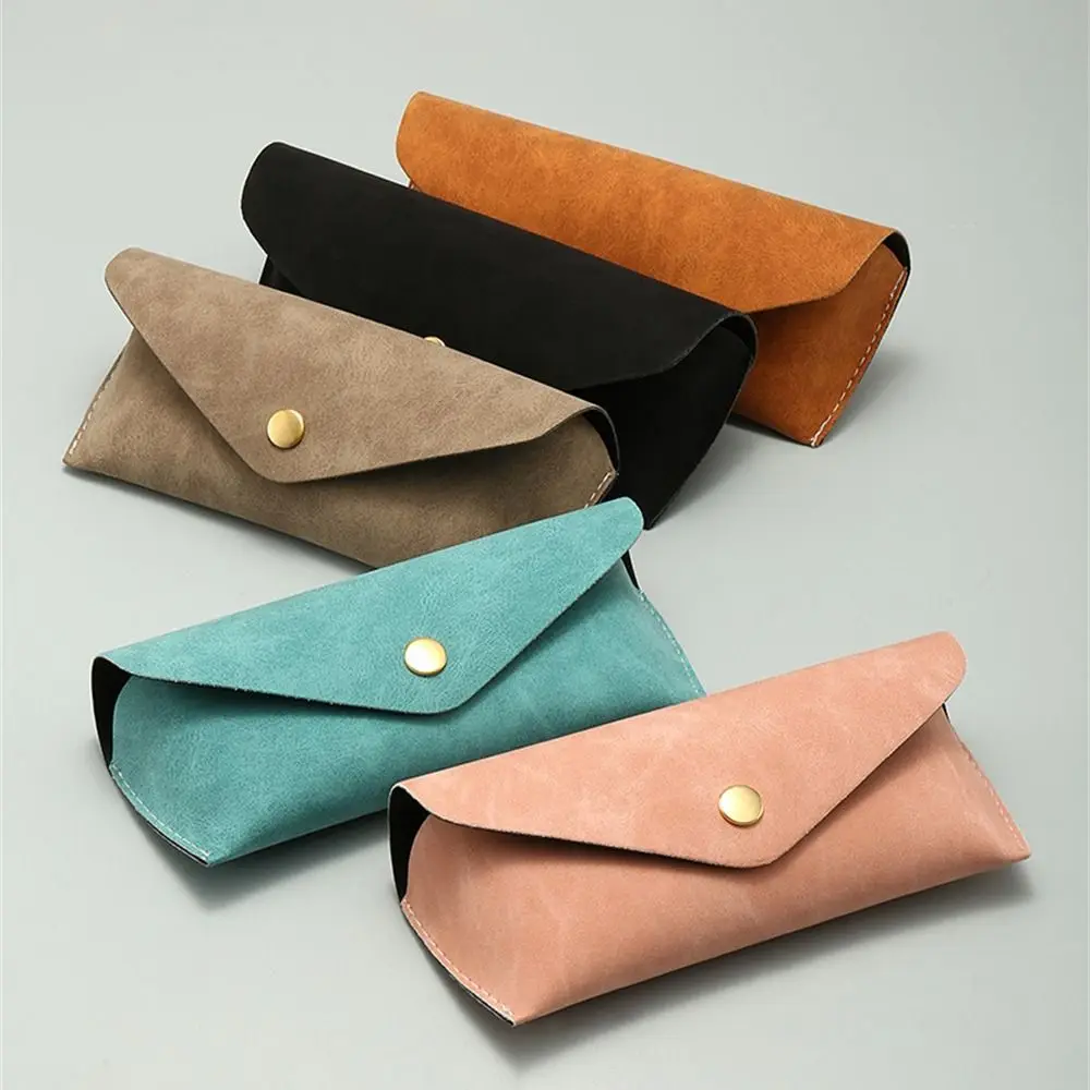 

Fold-able Glasses Bag Fashion Solid Color Soft Leather Sunglasses Box Protective Case Cover Unisex