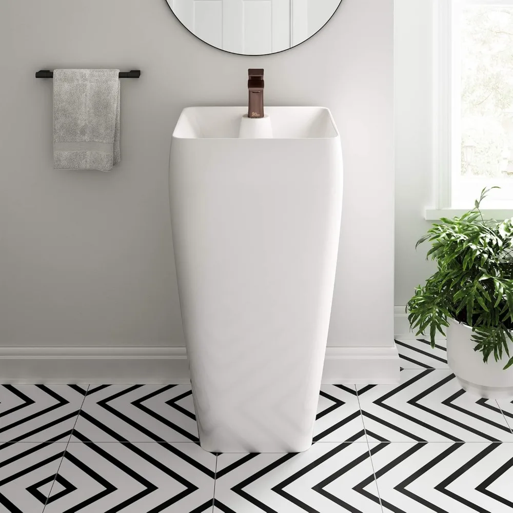 Well Made One Piece Pedestal Sink Washhand Stand Bathroom Furniture Sinks Fixture Home Improvement 6
