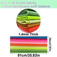 10 pièces de feuilles de tissu en feutre doux de 910 x 200 x 1,4 mm d'épaisseur, adaptées à l'artisanat, aux carrés de couture et aux matériaux patchwork. 2