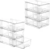 6 Pack Stackable Storage Drawers,Clear Acrylic Drawer Organizers with Handles, Easily Assemble Containers for Fridge 1