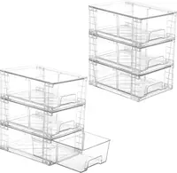 6 Pack Stackable Storage Drawers,Clear Acrylic Drawer Organizers with Handles, Easily Assemble Containers for Fridge 1