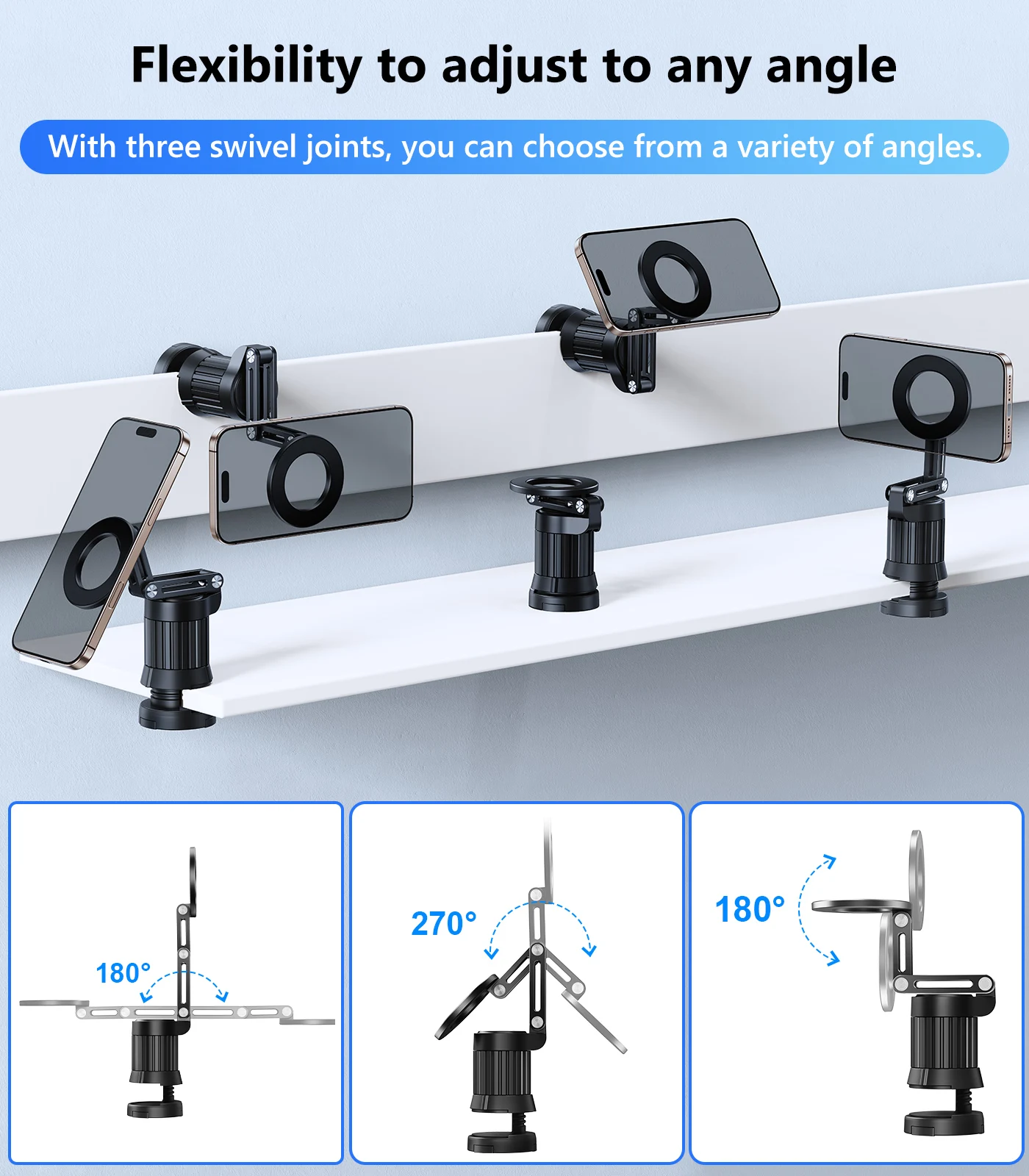 Eary Magnetic Phone Holder Stand Airplane Travel Accessories 360° Rotatable Portable for Desk Train Seat for iPhone 16 Samsung