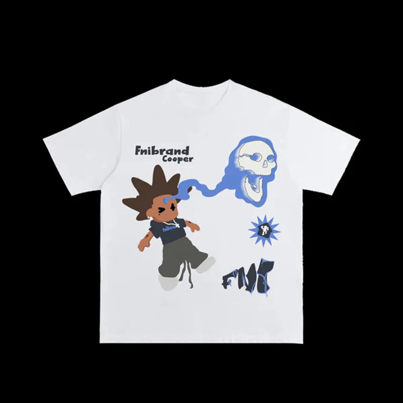 

Футболка Y2K парная с графическим принтом, уличная одежда в стиле хип-хоп, топ оверсайз с круглым вырезом в стиле Харадзюку, готический топ с коротким рукавом