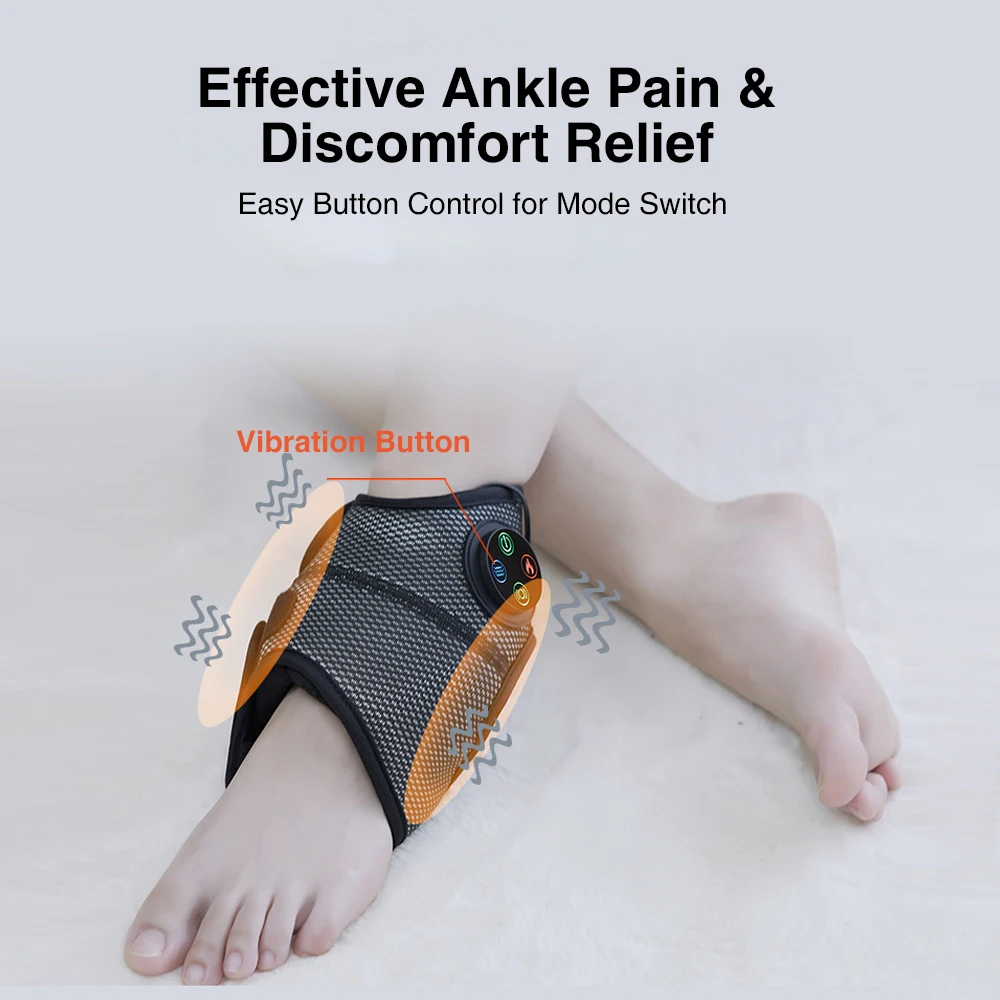 Smart Ankle Brace Air Pressure Vibration Ankle Massager Foot Compression Air Massager Electric Feet Heating Brace Massager