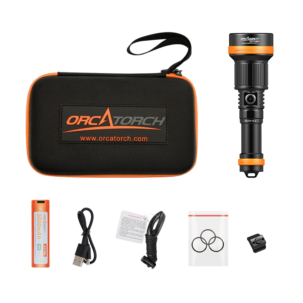 OrcaTorch ZD710 MK2 Zoomable 4°-72° Diving Torch Underwater