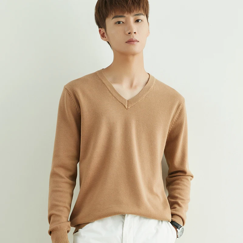 Men's New V-neck Warm Solid Color Business Casual Plus Pullover For Autumn/Winter 2022 Calm Atmosphere Soft Breathable Sweater