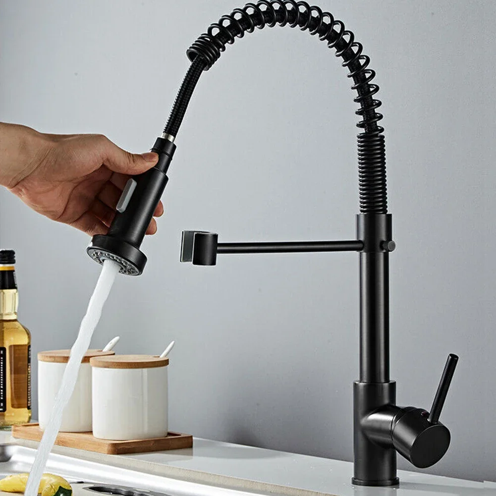 1pc Home Faucet Tap Sink Black Fixtures For Kitchen G1 / 2 ABS Plastic Nozzle Bubbler Pull Out Spray Head Faucet Kitchen 2
