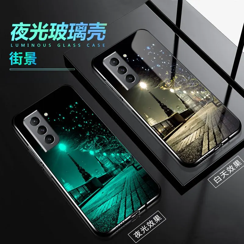 Custodia Per Telefono In Vetro Temperato Luminoso Per Samsung Galaxy S21Fe Cover Per Samsung S21Fe Cover Glowing In Dark