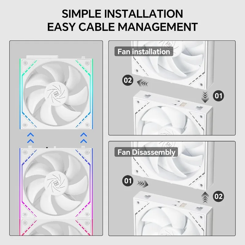Ventilateur PC 120mm ARGB Thermalright TL-M12QX3 - PWM, 2000 RPM, 68.9 CFM, éclairage Infinity Mirror