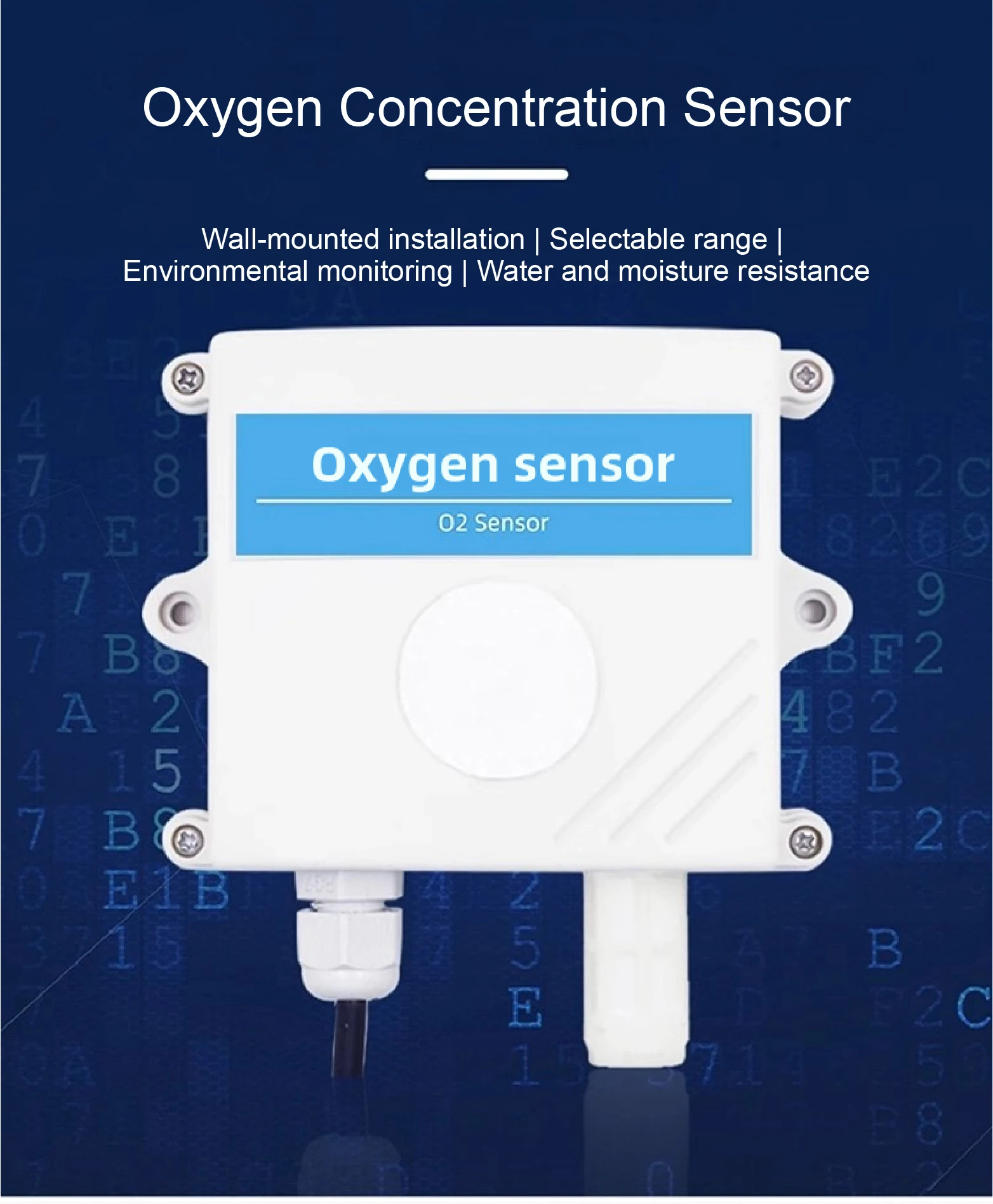 Industrial O₂ Sensor RS485 4-20mA 0-10V Output Wall Mounted O₂ Transmitter for A