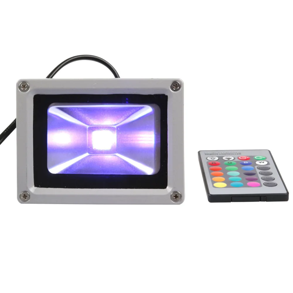 

Free Shipping Outdoor 10W RGB Led Flood Light IP65 Waterproof Multicolor Lamp + 24key IR Remote