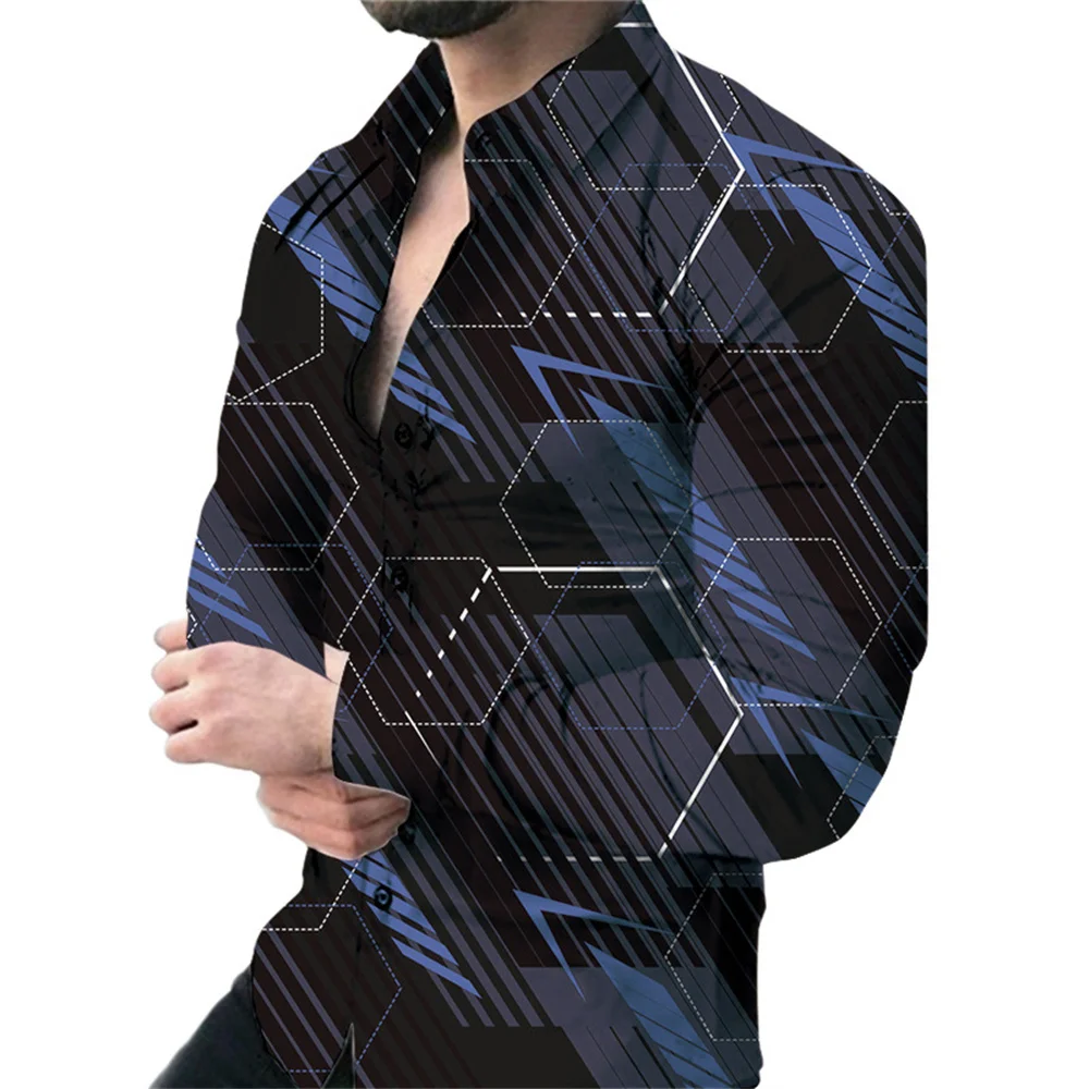 thumbnail image 1 of Camisas florales de anacardo para hombre, cárdigan de solapa con estampado 3D, sección delgada, camisa delgada, Y2k, manga larga con botón, primavera de 2024, 1 of 5